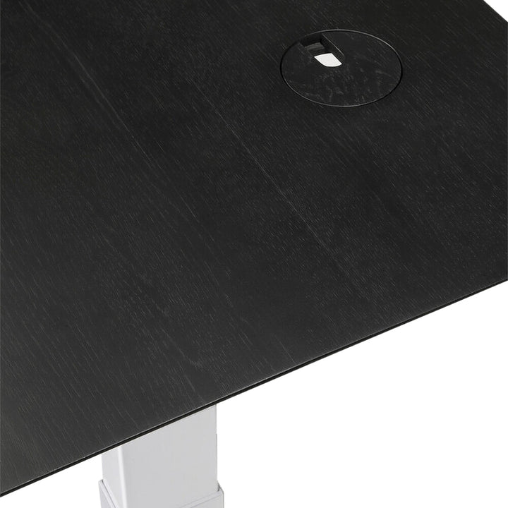 Bok Rectangle Adjustable Desk with Cable management UK (Oak Black, White, 140cm)