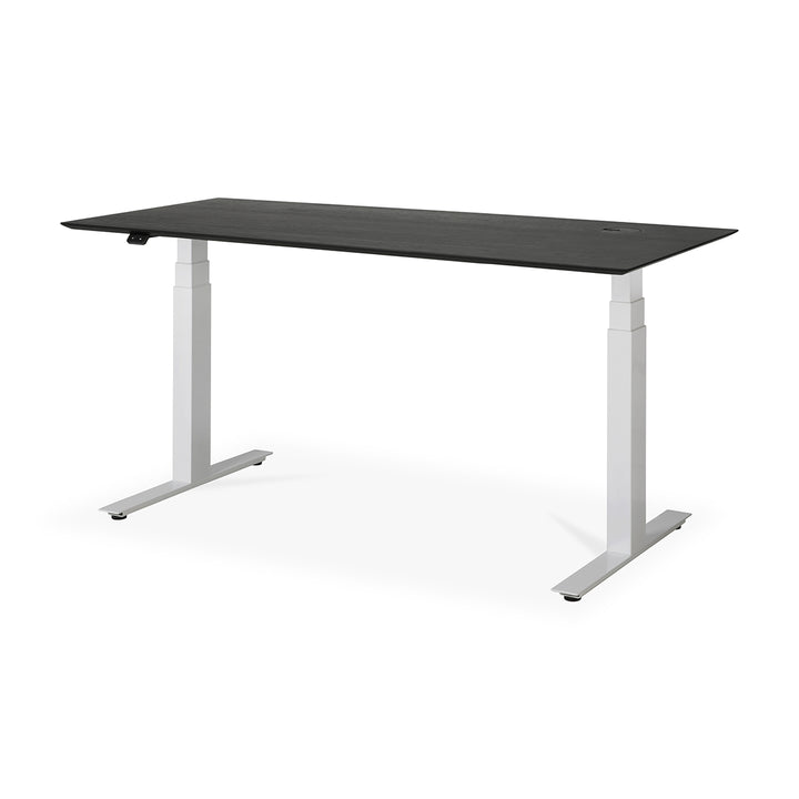 Bok Rectangle Adjustable Desk with Cable management UK (Oak Black, White, 160cm)