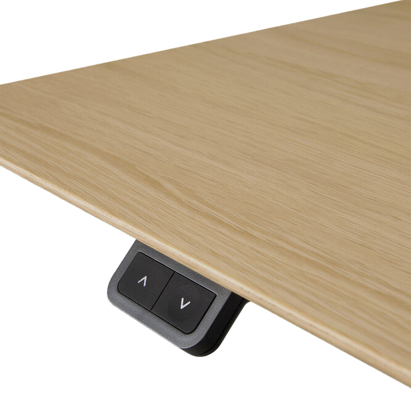 Bok Rectangle Adjustable Desk with Cable management UK (Oak, Black, 140cm)