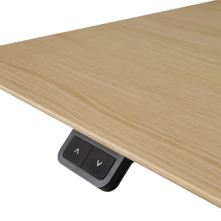 Bok Rectangle Adjustable Desk with Cable management UK (Oak, Black, 160cm)