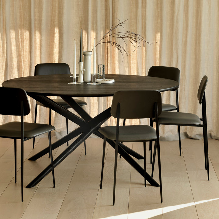 Mikado Round Dining Table (Oak Black, 150cm)