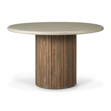 Roller Max Concrete Outdoor Dining Table (Teak, Light Grey)