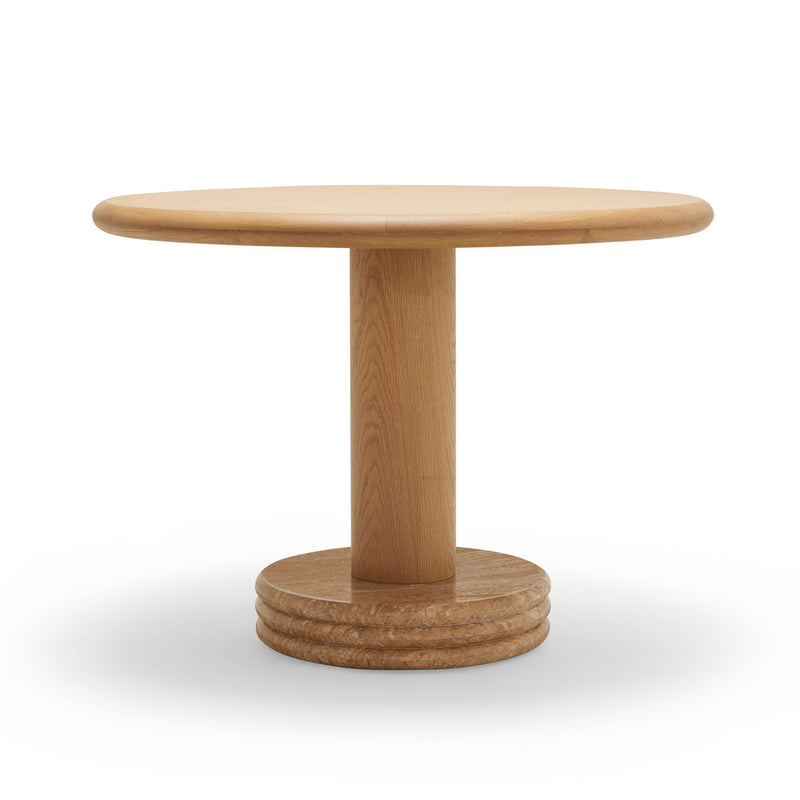 Bistro Dining Table (Oak / Travertine Natural, 105cm Diameter)