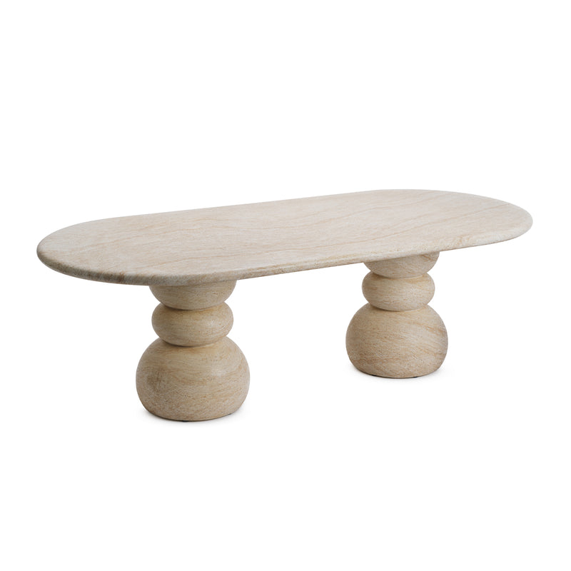 Sorrento Oval Dining Table (Travertine Finish, 240cm)