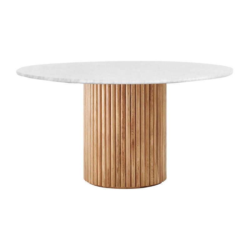 Cosmos Dining Table (Oak, Carrara Marble, 120cm)