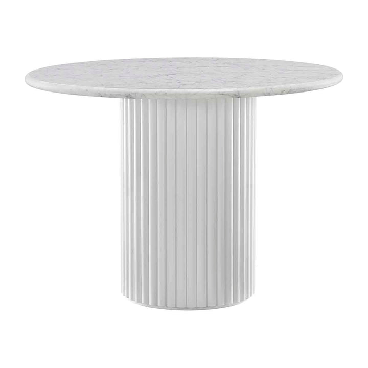 Cosmos Dining Table (White Oak, Carrara Marble, 105cm)
