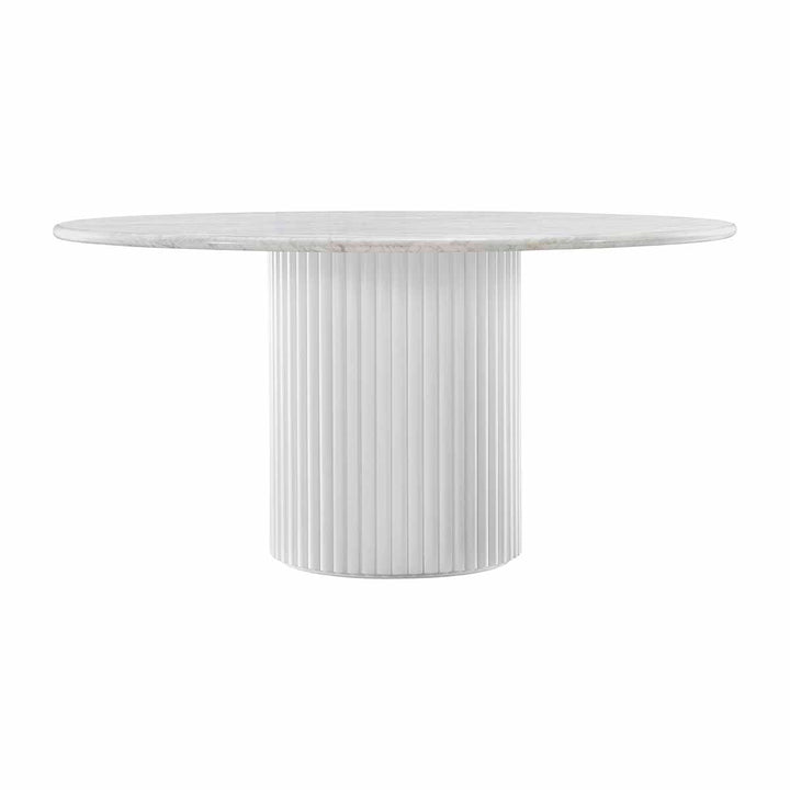 Cosmos Dining Table (White Oak, Carrara Marble, 150cm)
