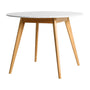 Oia White Marble Dining Table - Oak / 100cm Diameter