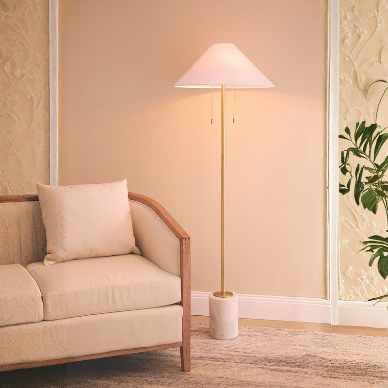 Tillie Floor Lamp (White &amp; Brass)