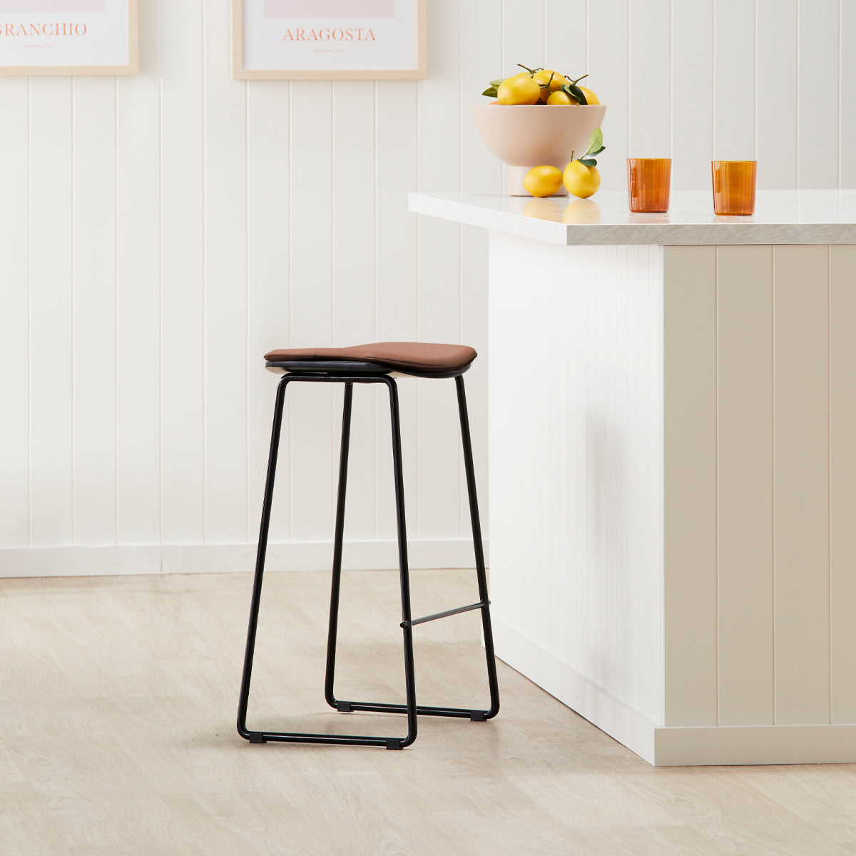 Life Interiors Buy Hendrix Bar Stool Black Tan Leatherette Furniture Online or In Store