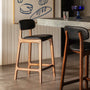 Alaska Leather Bar Stool - Black / Walnut