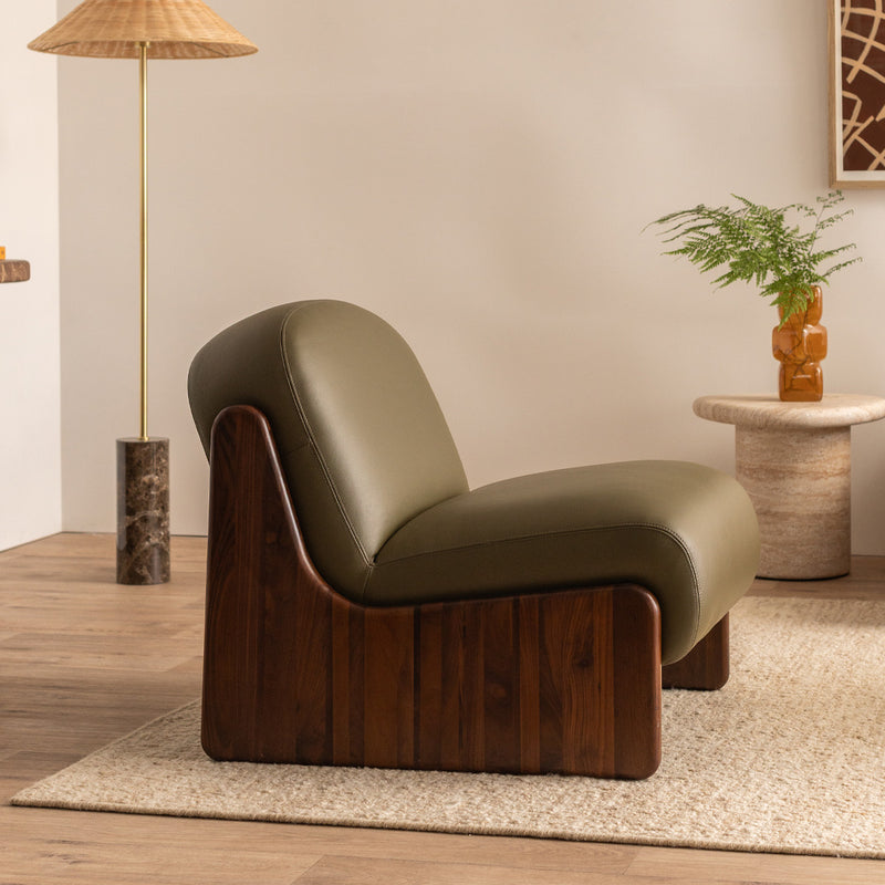 Olive Green Leather / Walnut