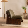 Carmella Lounge Chair - Olive Green Leather / Walnut