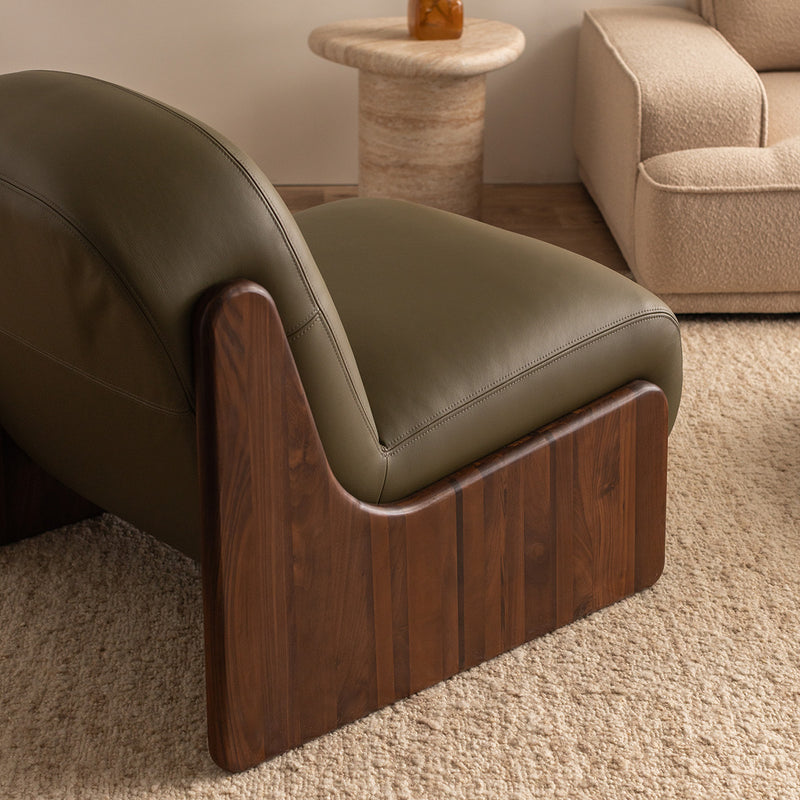 Olive Green Leather / Walnut