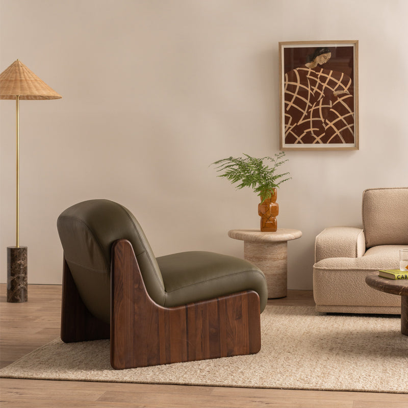 Olive Green Leather / Walnut