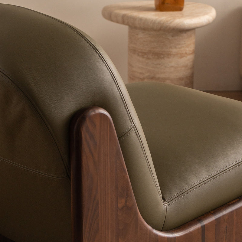 Olive Green Leather / Walnut