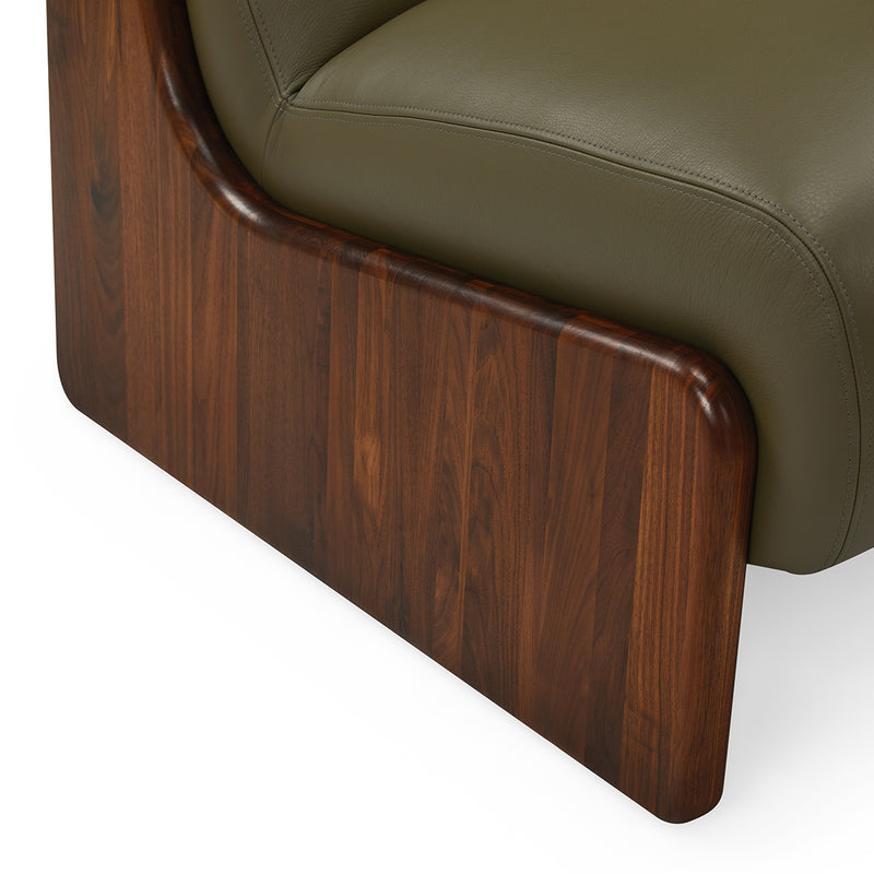 Olive Green Leather / Walnut