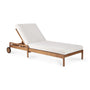 Jack Fabric Outdoor Adjustable Lounger - Off White / Teak Brown
