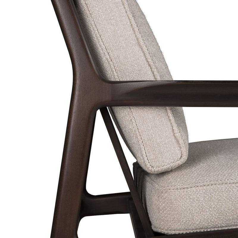 Jack Fabric Lounge Chair (Mahogany Dark Brown, Ivory)