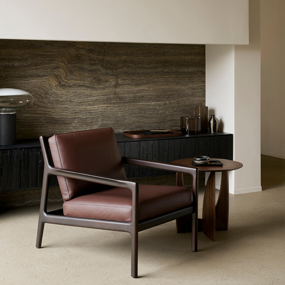 Jack Leather Lounge Chair (Dark Brown, Burgundy Leather)