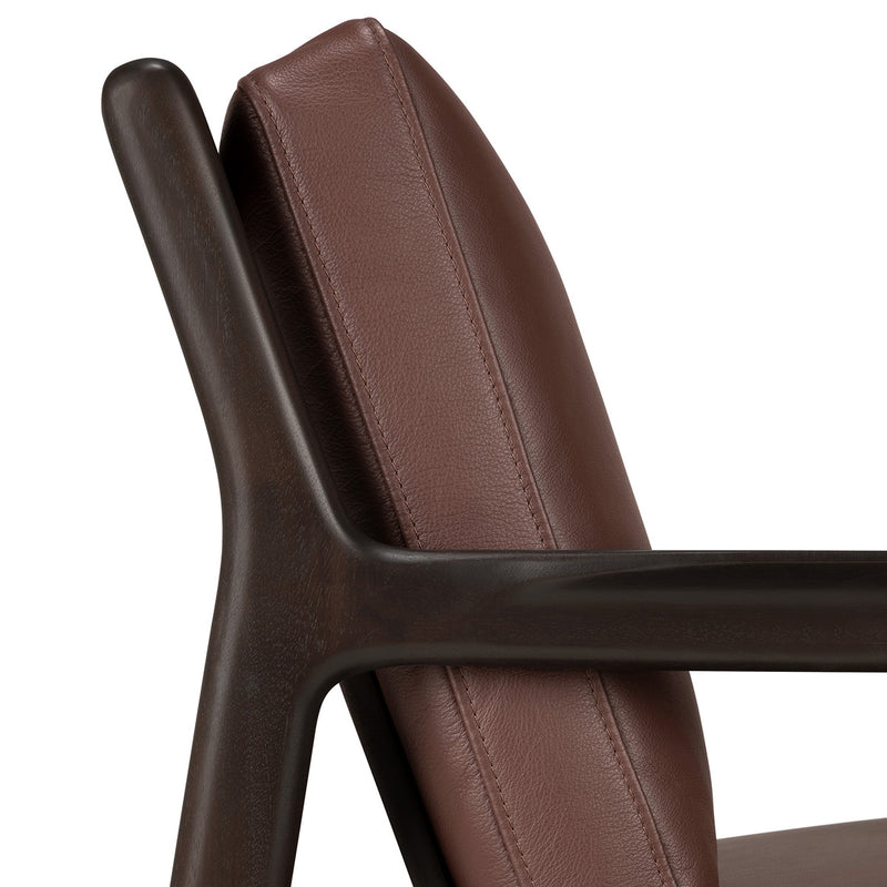 Jack Leather Lounge Chair (Dark Brown, Burgundy Leather)