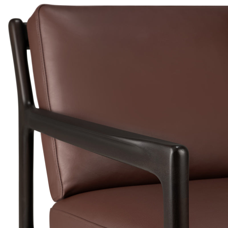 Jack Leather Lounge Chair (Dark Brown, Burgundy Leather)