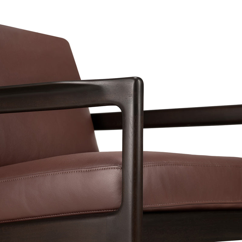 Jack Leather Lounge Chair (Dark Brown, Burgundy Leather)