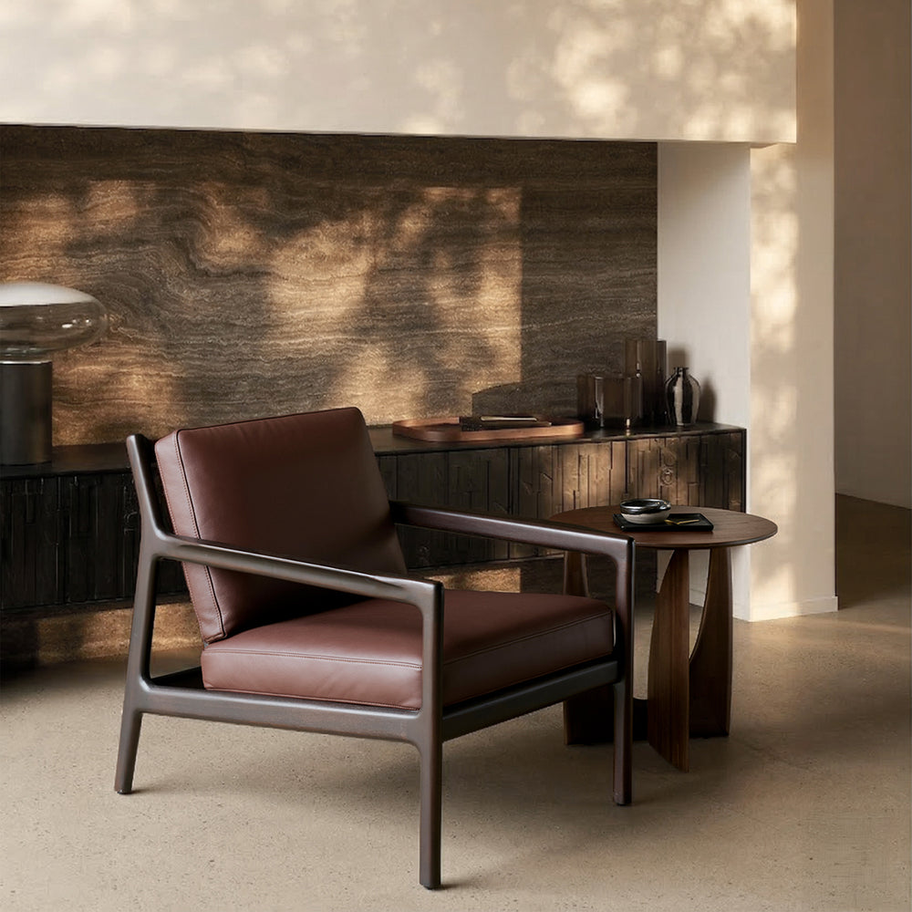 Jack Leather Lounge Chair (Dark Brown, Burgundy Leather)
