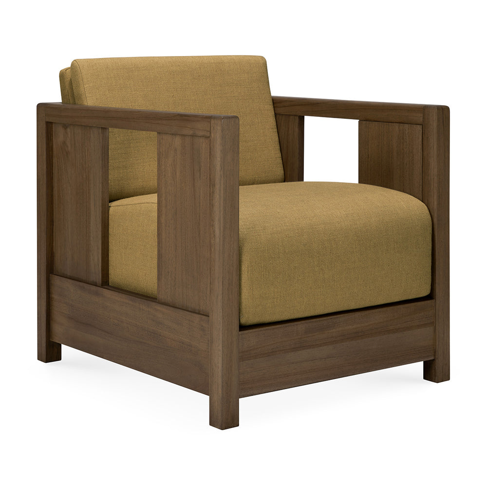 Roan Lounge Chair (Teak, Amber Fabric)