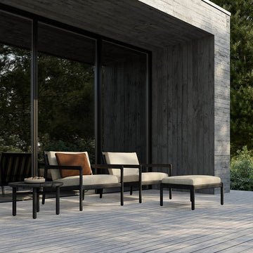 Jack Outdoor Fabric Lounge Chair (Teak Black, Natural, 76cm)