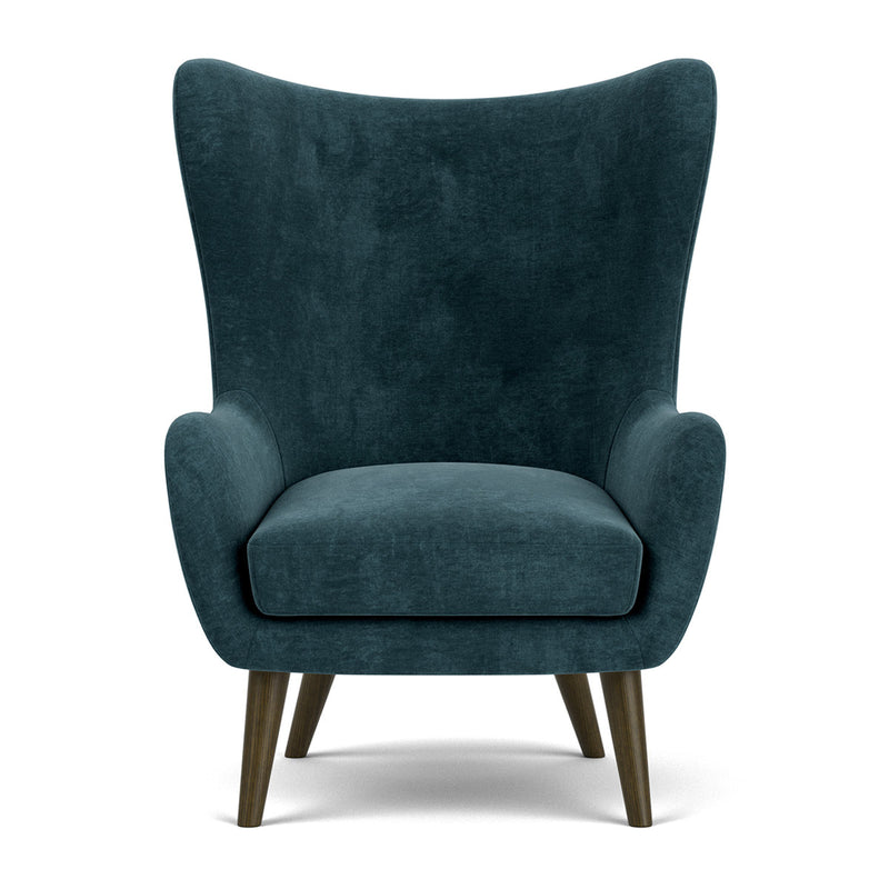 Danny Dust Blue Textured Weave / Dark Walnut