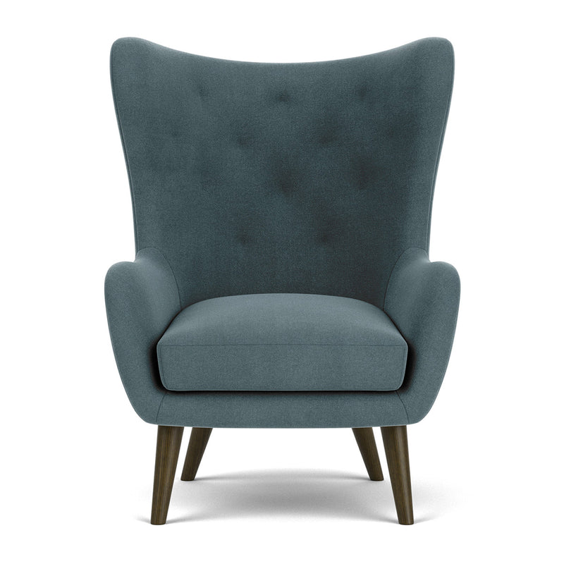 Forest Dust Blue Fabric / Dark Walnut