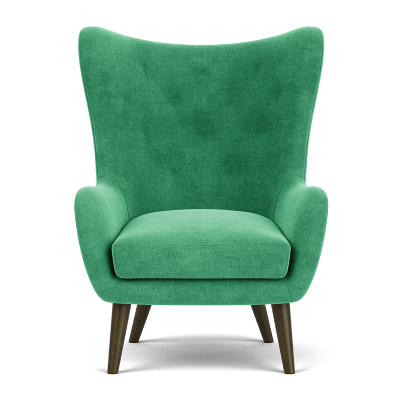 Moss Grass Green Fabric / Dark Walnut
