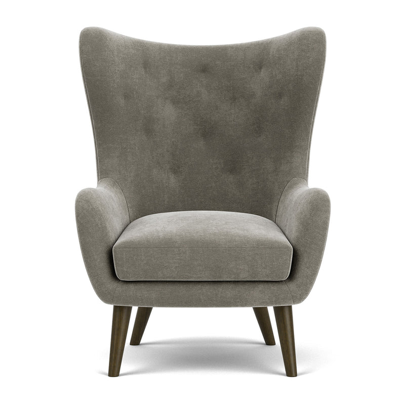 Planet Grey Green Fabric / Dark Walnut
