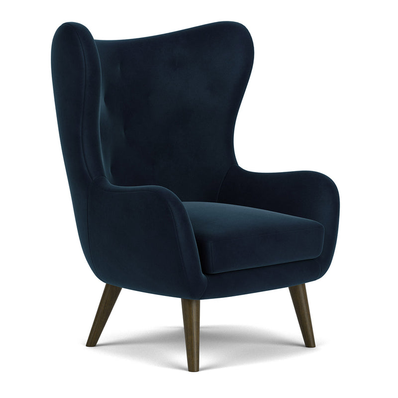 Lux Navy Velvet / Dark Walnut
