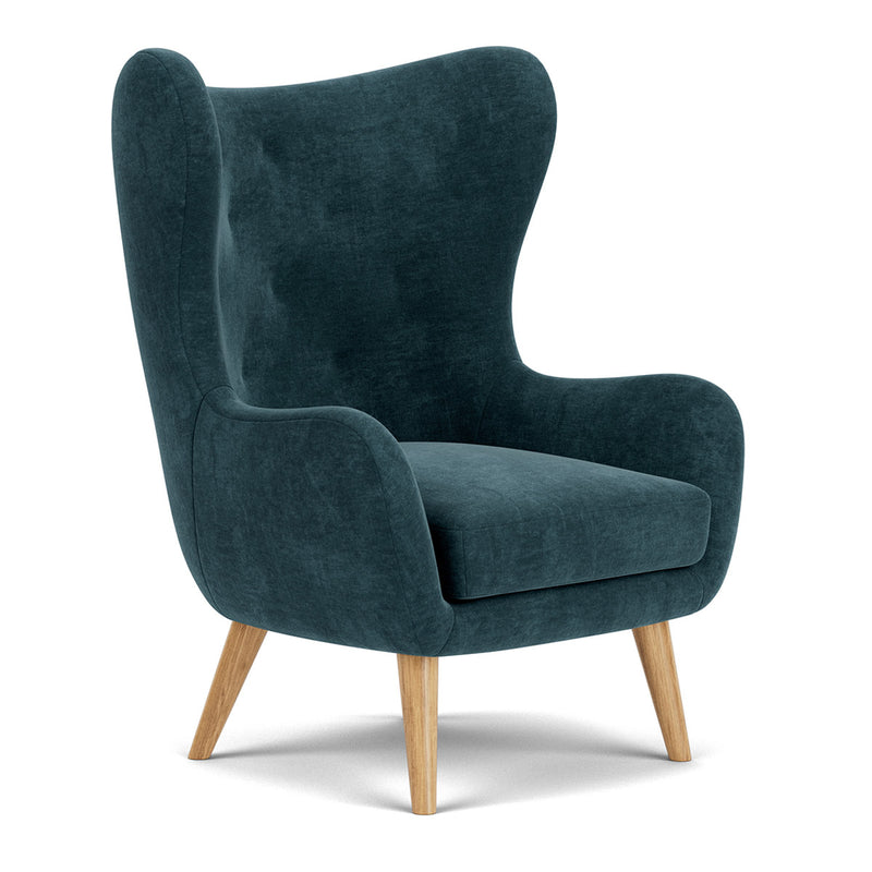 Danny Dust Blue Textured Weave / Oak