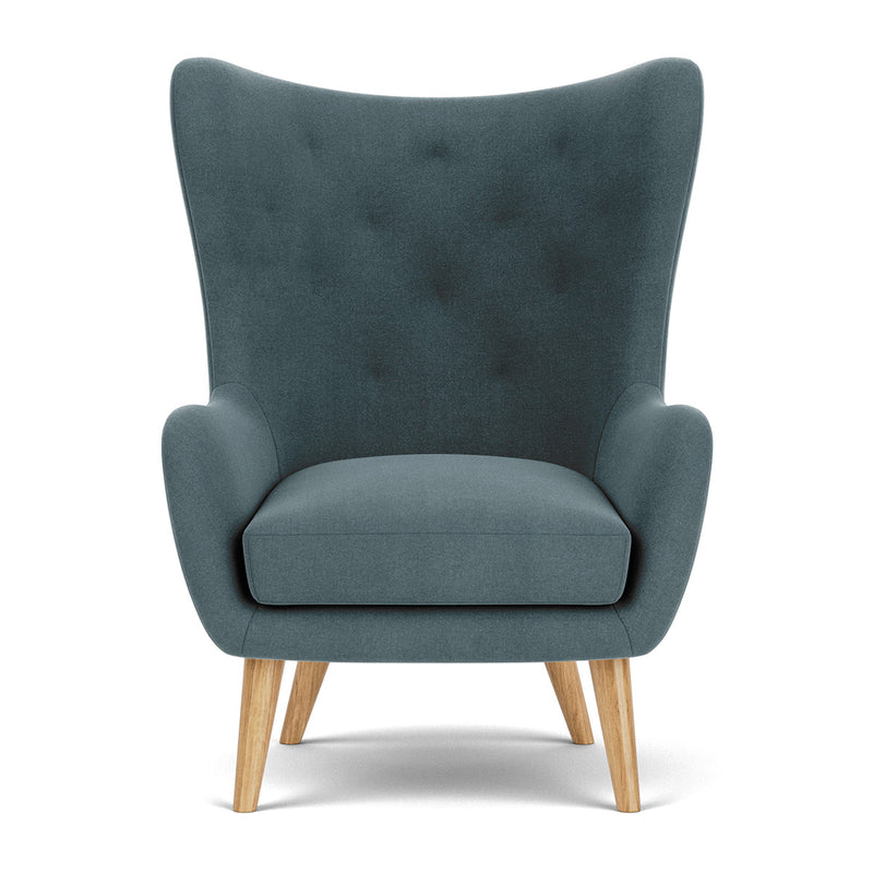 Forest Dust Blue Fabric / Oak