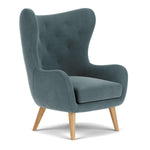 Forest Dust Blue Fabric / Oak