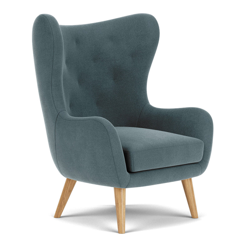 Forest Dust Blue Fabric / Oak