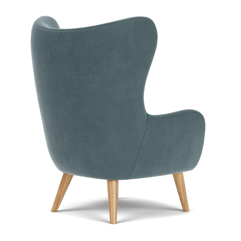 Forest Dust Blue Fabric / Oak