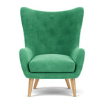 Moss Grass Green Fabric / Oak