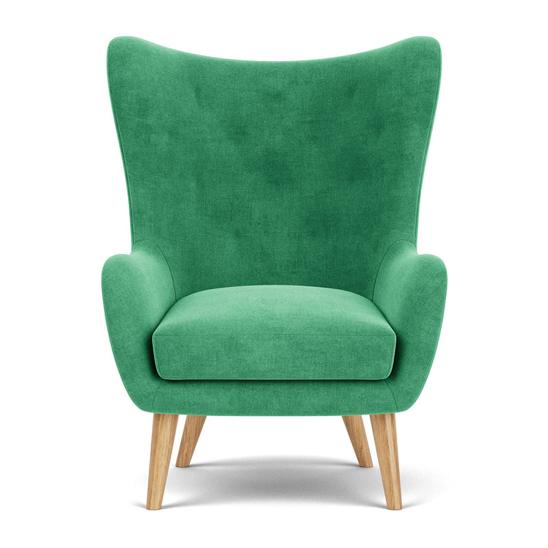 Moss Grass Green Fabric / Oak