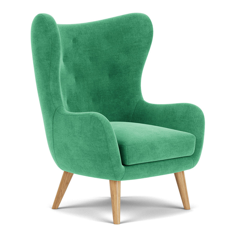 Moss Grass Green Fabric / Oak