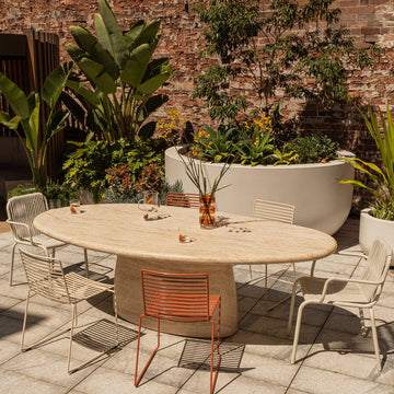 Azzura Dining Table (Travertine Finish, 240cm)