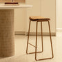 Hendrix Fabric Bar Stool - Terracotta, Caramel Textured Weave / Terracotta