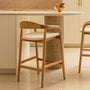 Noris Leather Bar Stool - Cream / Ash
