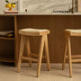 Cuba Leather Bar Stool - Cream / Ash