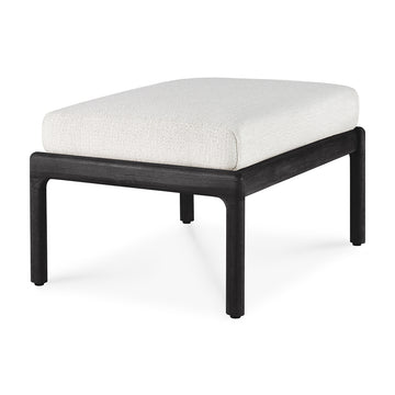 Jack Outdoor Fabric Footstool (Teak Black, Off White)