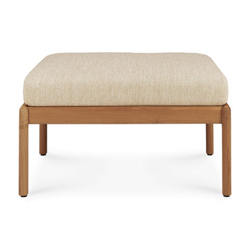 Jack Outdoor Fabric Footstool (Teak, Natural)