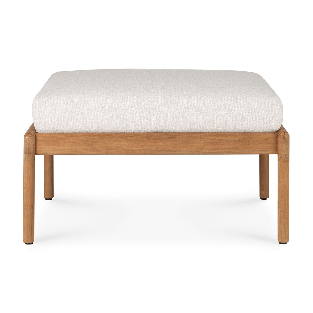Jack Outdoor Fabric Footstool (Teak, Off White)